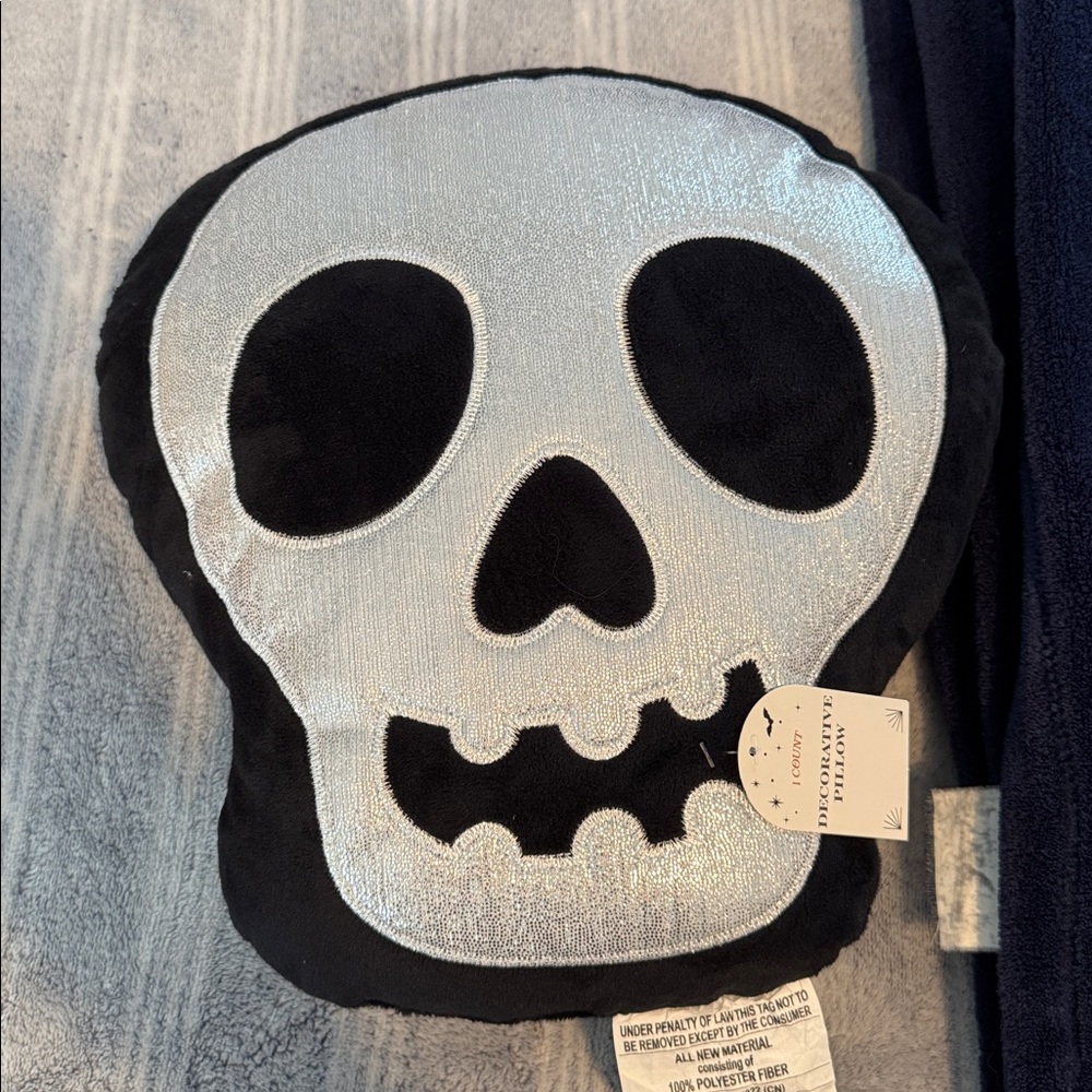 Threshold Silver and Black Skull Cushion